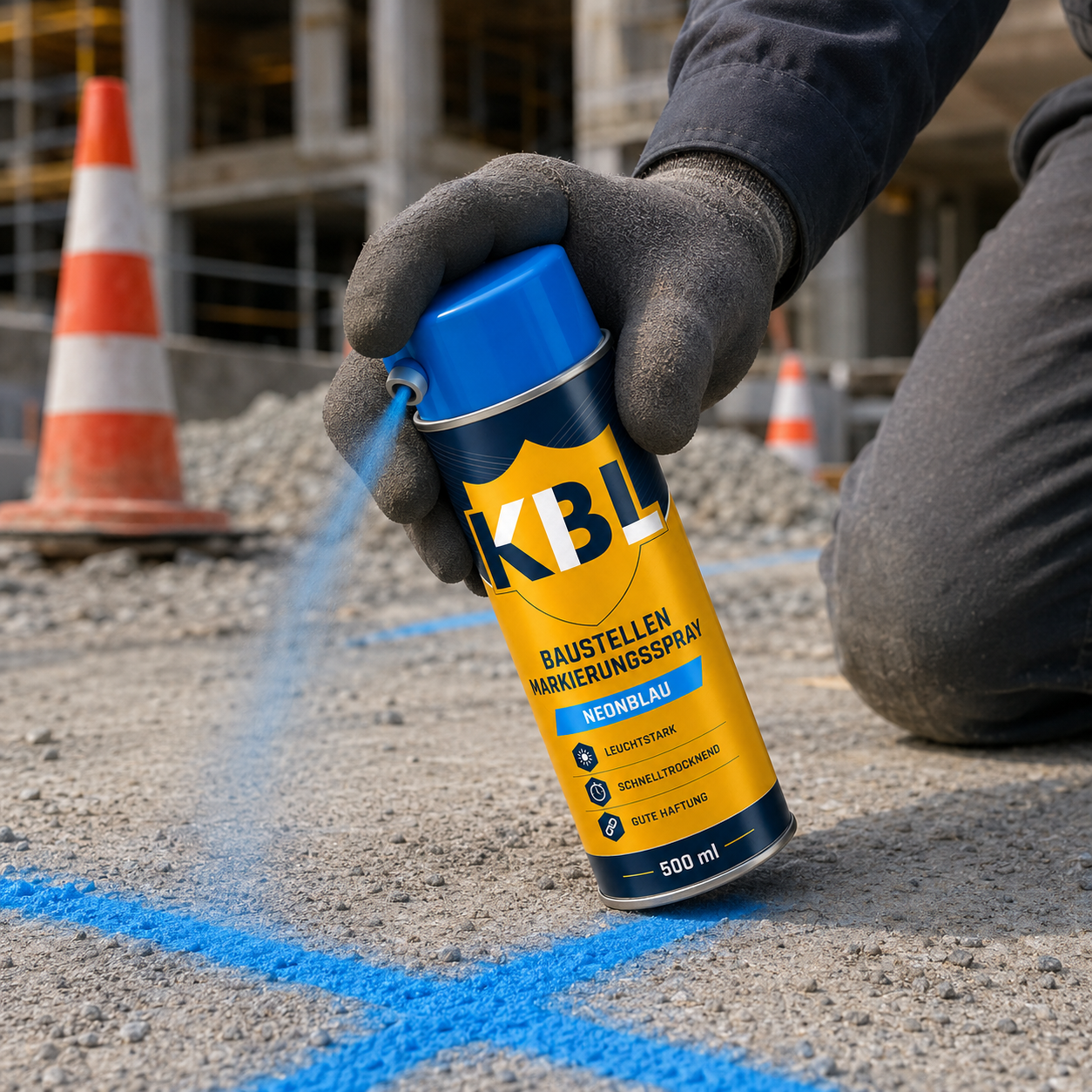 Baustellenmarkierspray Neonblau 500 ml