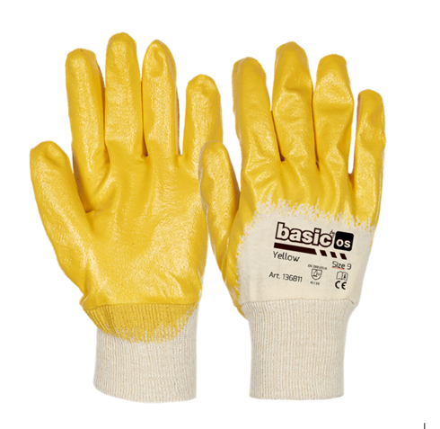 Nitril Handschuh gelb, Gr. 10 mit Strickbund