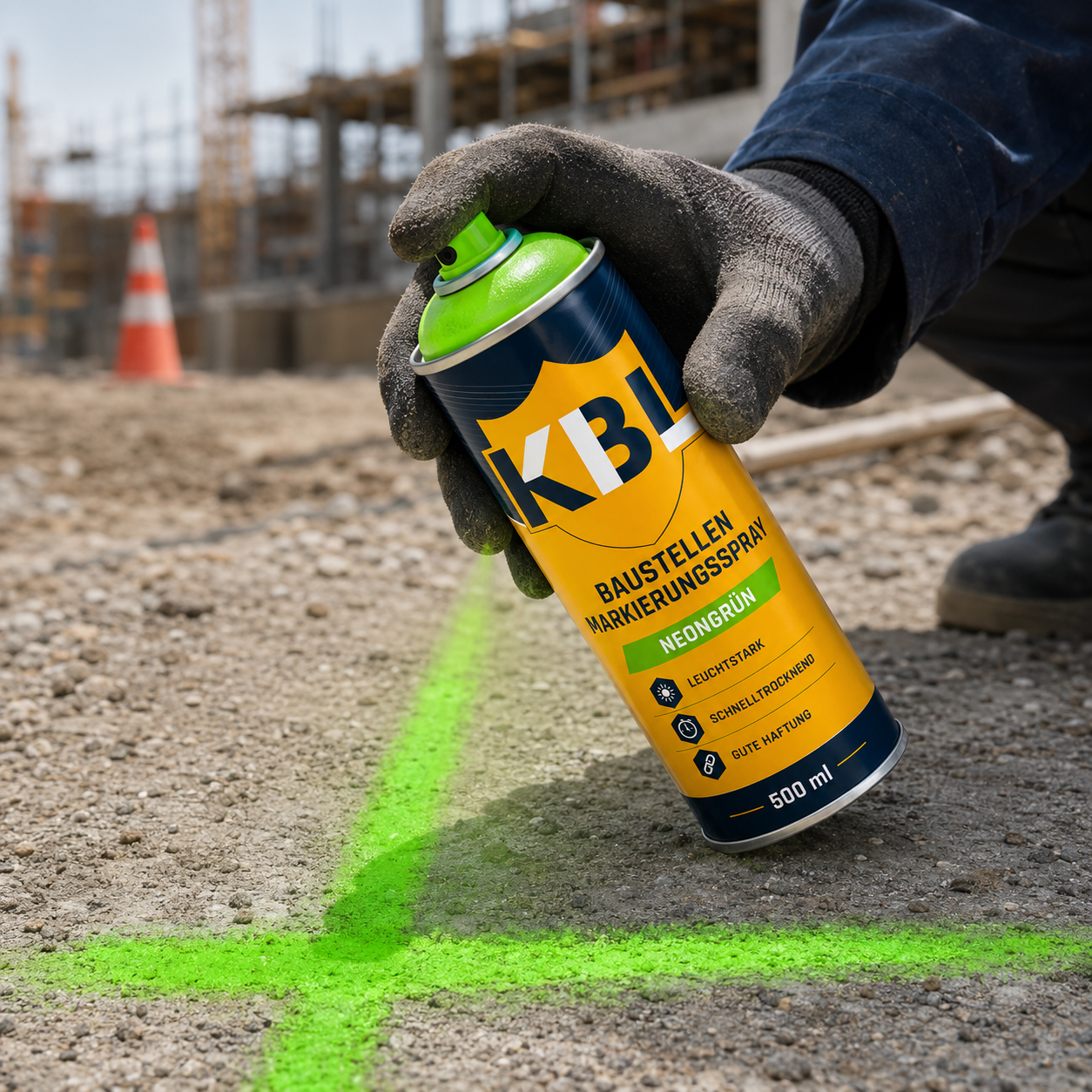 Baustellenmarkierspray Neongrün 500 ml