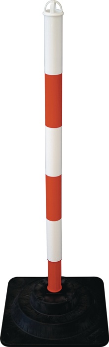 Sperrpfosten PE/PVC rot/weiß D 40mm zum Aufstellen Pfostenkopf, 4 Kettenaufnahmen
