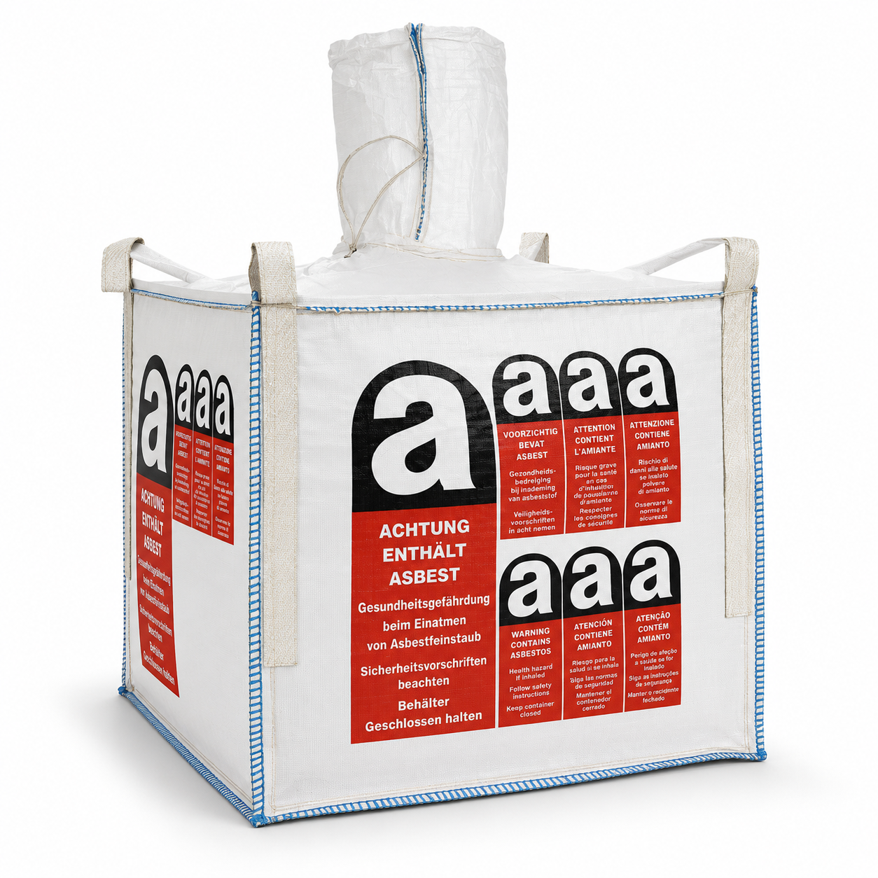 Big Bag 85x85x75 cm, beschichtet, für EasyBag Asbestaufdruck 4-seitig