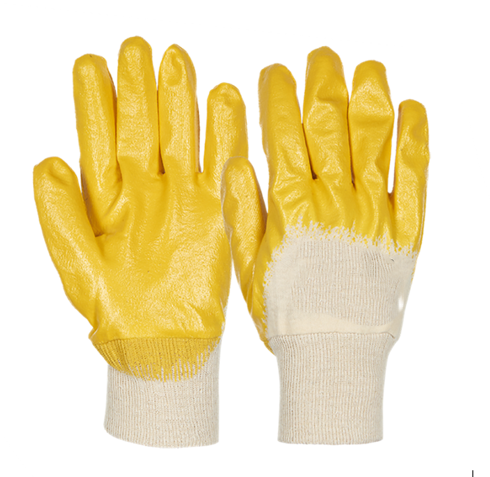 Nitril Handschuh gelb, mit Strickbund