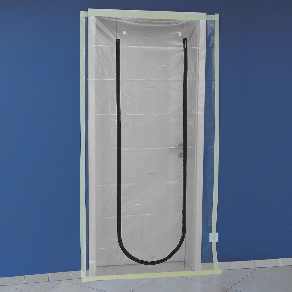 Folien Staubschutztür U-Form 220cm x 120cm Reißverschlusstür, transparent