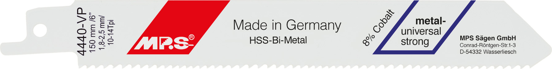 Bi-Metall Säbelsägeblätter GL 150 / VL 130 mm 1,27 mm Dick, ZT: 1,8-2,5 mm - VARIOZAHN